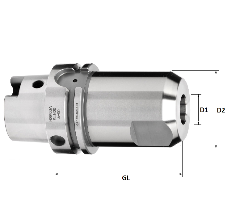 HSK63A 10mm End Mill/Weldon Holder, 160mm GL, (High Accuracy)
